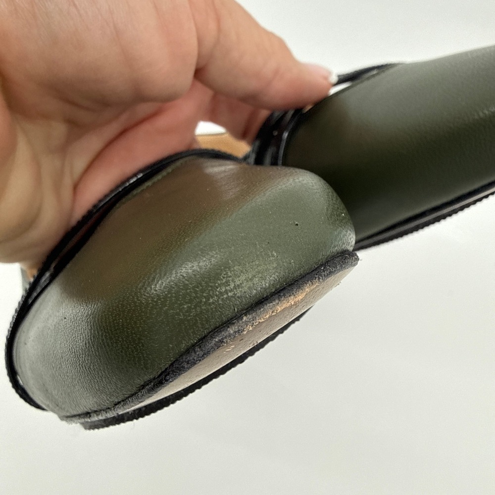 Lafayette 148 New York Kira Olive Green Leather Double Strap Flats Italy 40 - Picture 10 of 12